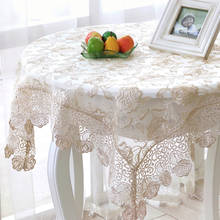 Toalha de mesa bordada retangular coreana, renda translúcida, estilo pastoral, cobertura redonda 2024 - compre barato