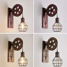 Rural industrial style retro creative wrought iron pulley lamp personality restaurant corridor aisle wall lamps 2024 - buy cheap