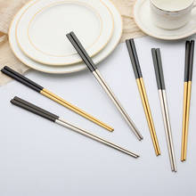 High-grade 304 stainless steel food grade square non-slip chopsticks Korean chopsticks gift tableware 2024 - buy cheap