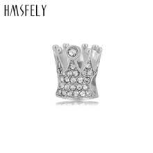HMSFELY Titanium Steel Stainless Steel Crystal Crown Charm Beads For DIY Women Charms Bracelet Jewelry Making Accessories Beads 2024 - buy cheap