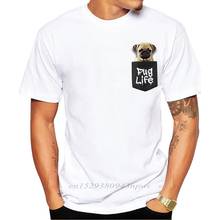 2020 Custom Men T-shirt Short Sleeve Fashion Pug Life Pocket Design t shirts Pug printed Tee Shrits Hipster Basic Tops 2024 - buy cheap