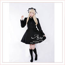 Fondcosplay-dulce disfraz gótico de Lolita Punk, chaqueta de lana negra, vestido, disfraz de Cosplay, hecho a medida [G662] 2024 - compra barato