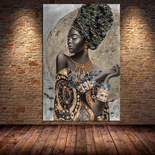 African Black Woman Canvas Painting Abstract African Girl Posters and Prints Cuadros Wall Art Pictures for Living Room Unframed 2024 - buy cheap