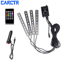 CARCTR 4Pcs 9 LED Lights Strip Colorful RGB Sound Control Car Decorative Lamps Auto Interior Led Lights Remote Car Light 12V 2024 - buy cheap