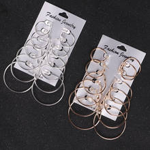 Fashion Hoop Earrings for Women Gold Silver Color 6pairs/set Vintage Big Circle Hoop Earrings Steampunk Ear Clip Jewelry Gift 2024 - buy cheap