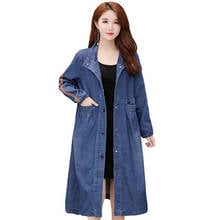 Denim Windbreaker Women's Spring Autumn Jacket 2022 New Korean Loose Denim Jacket Female Mid-length Outwear Ladies Top 2024 - buy cheap