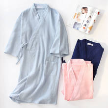 Bata fina Unisex para hombre y mujer, ropa de dormir holgada de estilo japonés, 100% algodón, ropa de descanso para el hogar, novedad de verano 2024 - compra barato