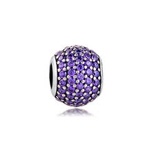 Fits Pandora Bracelet Authentic 925 Sterling Silver Pave Lights Charm Purple CZ Beads for Jewelry Making kralen abalorios LW170F 2024 - buy cheap