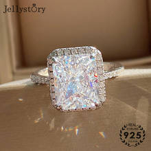 Jellystory s925 anel de jóias de prata esterlina com forma de retângulo zircão pedra preciosa anéis ajustáveis para presente de festa de casamento feminino 2024 - compre barato