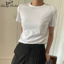 Women Summer Fashion Cotton Solid Color Short Sleeve T-Shirt Ladies Casual White O-Neck Tees Female High Quality Khaki Tops ML58 2024 - buy cheap