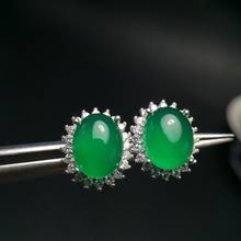 Natural green chalcedony Earrings 925 sterling silver hot style special price promotion including certificate package, beautiful 2024 - buy cheap