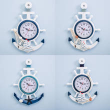 Reloj de pared de estilo mediterráneo, timón, ancla de timonel, personalidad creativa, reloj electrónico, decoración, reloj de navegación 2024 - compra barato