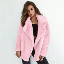 Women Winter and Autumn Long Sleeve Faux Fur Jacket Streetwear Loose Fleece Plush Pink White Coat Oversize Cardigan Outerwear 2024 - buy cheap