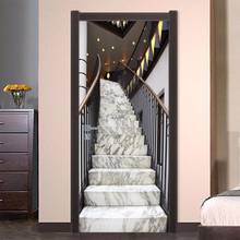 Серый Белый Мрамор Лестницы двери наклейки обои для гостиной спальни двери обои искусство наклейки на стену Настенная роспись стены стикеры 2024 - купить недорого