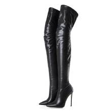 Spring new pointed back zipper stiletto heel stovepipe long boots female party dress sexy over the knee large size thin boots 2024 - buy cheap