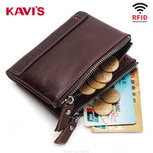 Men Genuine Leather Business Wallet RFID Anti-theft double Zipper Hasp Purse Male Card Holder Gifts Mony Bag 2024 - buy cheap