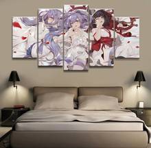 Wall Art Home Decor Canvas 5 Pcs Painting Modern Animation Akagi Azur Lane Picture Hd Print Cartoon Modular Poster Living Room 2024 - buy cheap