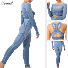 Yoga Set Seamless Women Sportswear Gradient Gym Clothing Long Sleeve High Waist Leggings Workout Sport Bra Suit Fitness Vest Set 2024 - buy cheap