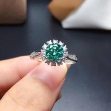 Anillo de piedras preciosas de moissanita verde craquelado para mujer, joyería, anillo de compromiso de Plata de Ley 925, regalo de cumpleaños y Año Nuevo 2024 - compra barato