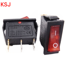 10Pcs Rocker Switch 15A 250V 30A 220VAC 3Pin With Red Light KCD3-102/N 15x32 mm Power Switch 2024 - buy cheap