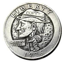 W(09)Hobo Creative 1936-moneda de calaveras chapada en plata tallada, monedas de copia chapadas en plata 2024 - compra barato
