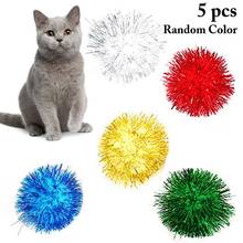 Legendog-Juego de 5 unids/set de Bolas brillantes de Color sólido para gato, juguete con pompón brillante para gato, suministros para mascotas, Color aleatorio 2024 - compra barato
