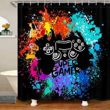 Cortinas de ducha de tela para niños, videojuego, cortina de baño, decoración de baño, Tie-Dye 2024 - compra barato