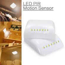 Luz noturna com 7 leds, com sensor de movimento pir, lâmpada noturna, com bateria, com dobradiça, para armário, cozinha, gaveta 2024 - compre barato