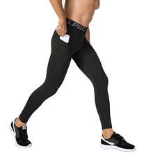 Calça leggings de compressão para homens, calça de corrida de esporte com bolso, de compressão, de secagem rápida, para academia e corrida, 9 cores 2024 - compre barato