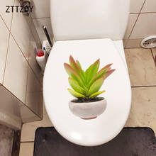 Zttzdy acessórios para banheiro 18.7x24.3cm, vasos de plantas verdes, suculentas, adesivos de parede do banheiro para casa 2024 - compre barato