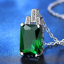 Colar com pingente de zircão, colar de zircônia verde com gola curta, joia verde de vidro de cristal, corrente de joias para presentear 2024 - compre barato