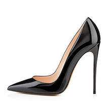 Women Pumps Brand High Heels Black Patent Leather Pointed Toe Sexy Stiletto Shoes Woman Ladies Plus Big Size 11 12 2024 - buy cheap