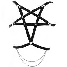 Black Sexy Lingerie Goth Rivet Pentagrama body Harness Dance Silver Color Body Chain Crop Top Bondage Harness Bra Belt 2024 - buy cheap