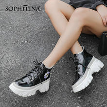 Sophitina-tênis feminino, calçado plataforma da moda floral, couro envernizado, calçado de tornozelo com amarração cruzada, bico redondo, salto alto, casual, mo782 2024 - compre barato