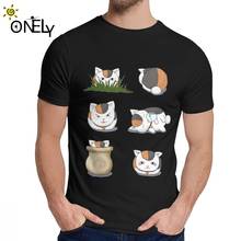 Male T-shirt Nyanko  Moods Natsume Cats Natural Cotton Summer Man's O-neck Vintage 2024 - buy cheap