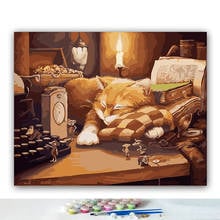 Новые DIY цветные картинки по номерам с цветами пять кошек в корзине картина Рисование Живопись 2024 - купить недорого