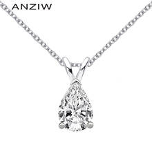 Fashion 925 Sterling Silver White/Yellow Gold Color Women 2carats Pear Cut Pendant Necklace with 40+5cm Silver Chain Jewelry 2024 - buy cheap