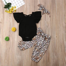3PCS Summer Baby Girl Clothes Set Girl Fly-Sleeve Tops+Leopard Long Pants Kids Outfit  Newborn Sunsuit Baby Clothing 2024 - buy cheap