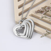 Collar personalizado con nombre para mujer, colgante con 4 corazones entrelazados, joyería grabada de acero inoxidable, envío directo 2024 - compra barato