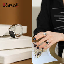 Женское кольцо на палец Kinel Bijoux, регулируемое кольцо из стерлингового серебра 925 пробы с черной эмалью, подарок из серебра 925 пробы 2024 - купить недорого
