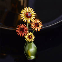 OKILY New Brooch Pin Van Gogh Painting Sunflower Enamel Vase Brooch Handpainted Brooches And Pins for Men Women Accessories Pin 2024 - buy cheap