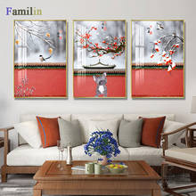 Quadros de parede vermelhos, arte minimalista em tela para decoração de quarto e sala de estar, poster artístico, chinês 2024 - compre barato