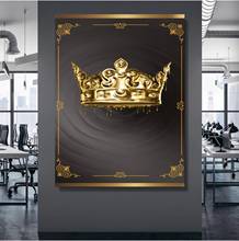 Pintura em tela decoração de casa coroa ouro bela imagem moderno impresso modular preto cartaz para sala estar quadro da arte parede 2024 - compre barato