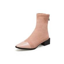 Botas de talla grande 9 10 11-17 para mujer, botines de mujer, botas cuadradas con cabeza de cremallera después de costuras 2024 - compra barato