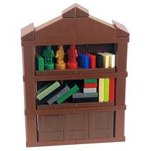 Bookrack série de tijolos, peças de presente, livros, bonecos para crianças, marrom, blocos de brinquedo, blocos de montagem de aniversário, moc, série de cidade, estantes para livros 2024 - compre barato