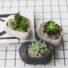 Mini vaso de cerâmica para decoração de jardim, vaso de flores suculentas recipiente de pedra artificial de mesa, design único, plantação verde 2024 - compre barato