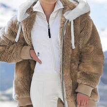 Abrigo de peluche de imitación para mujer, chaqueta gruesa y cálida de oso de peluche, forro polar falso, abrigos esponjosos, otoño e invierno, 2021 2024 - compra barato