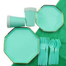 Octagonal Duck Green Cutlery Set Birthday Party Decoration Supplies Disposable Cup Plate Napkin Tablecloth Cutlery Set Party Sup 2024 - buy cheap