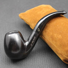 Classic Natural Black Smoke Tobacco Ebony Wood Smoking Pipe 10pcs 9mm Filters + Pouch + Holder Handmade Wooden Pipe Set 538 2024 - buy cheap