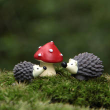 3Pc/Set Garden Moss Resin Crafts Artificial Mini Hedgehog Red Dot Mushroom Miniature Ornament Hedgehog Decor Fairy Garden 2024 - buy cheap